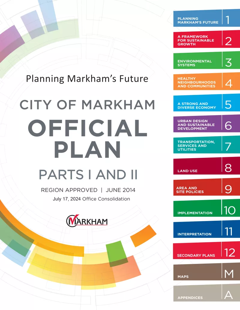 Table of Contents of the City of Markham's Official Plan 2014