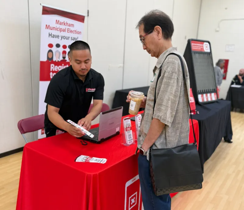 Elections outreach booth at seniors roundtable