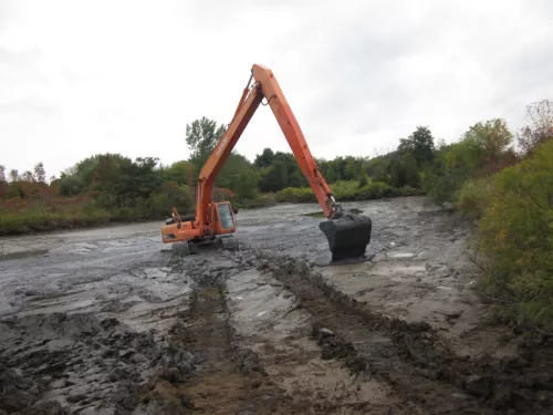 Image of Sediment Excavation During Pond Cleanout