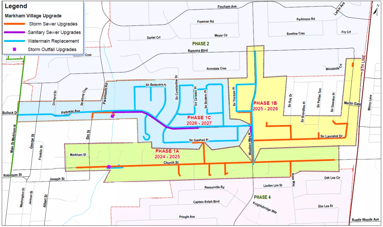 Markham Village Phase 1 Implementation location map