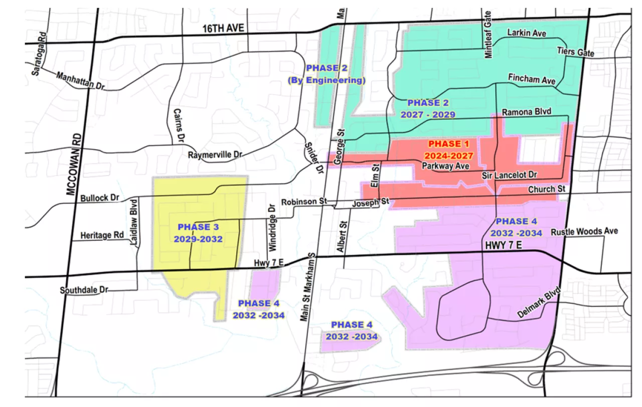 Markham Village four Phases location map