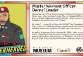 Master Warrant Officer Darnel Leader is a Parachute Instructor with the Queen’s Own Rifles of Canada. He recently returned from Operation IMPACT, building military capabilities in Iraq, Jordan, and Lebanon. Off-duty, he runs a free youth soccer academy, offers scholarships, volunteers at foodbanks, and promotes Black excellence. Learn more at Markham Museum.