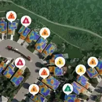 Overhead view of neighbourhood.