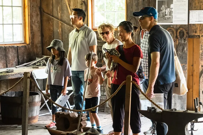 People in a barn.